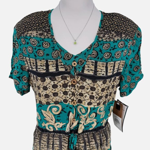 VTG Carole Little 10 Petite View Point Panel Print Tie Front Short Sleeve Dress - Picture 4 of 15